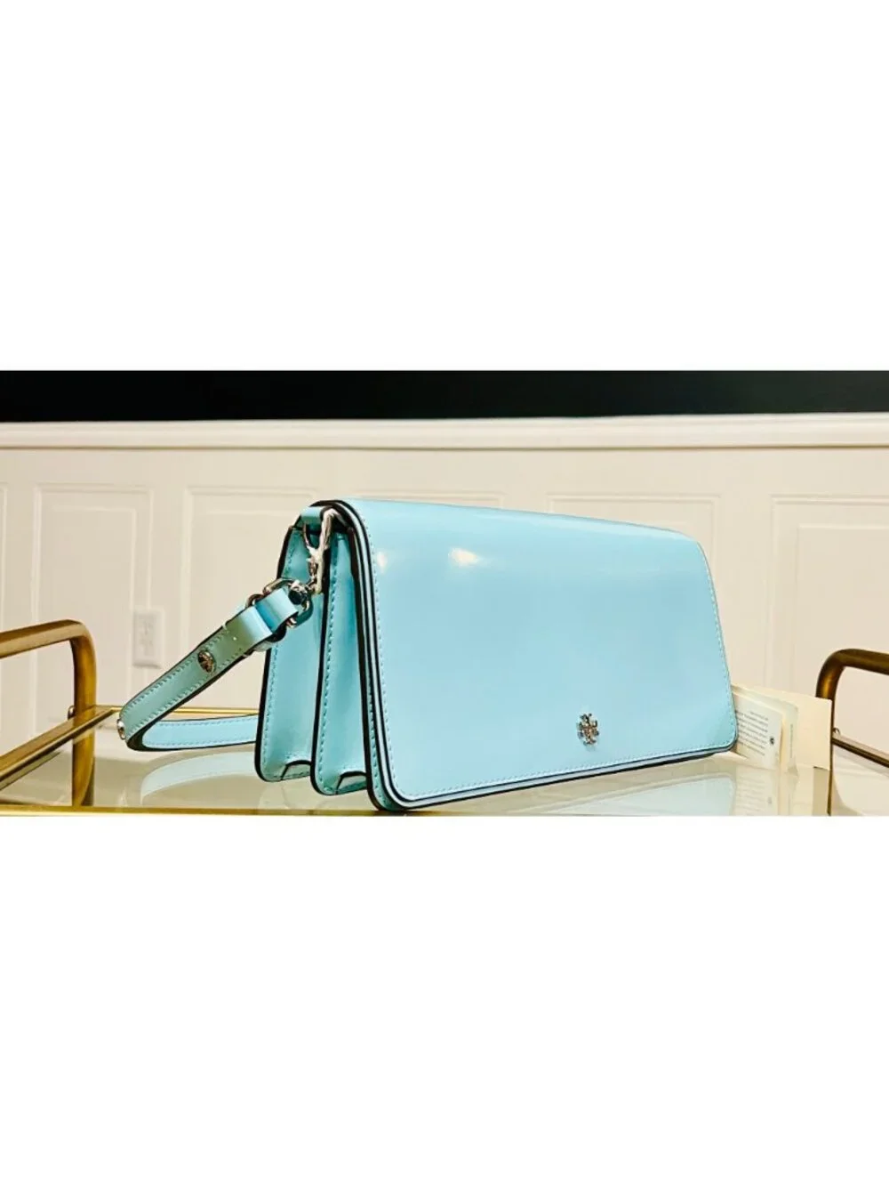 Tory Burch Robinson Blue Emerson Convertible Shoulder Bag with Matching Wallet